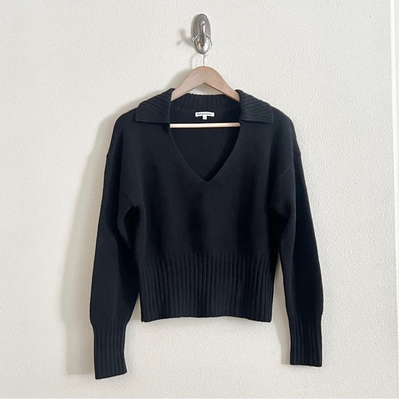 REFORMATION Beckie 100% Cashmere Collared Polo Sweater in Black - Picture 5 of 8